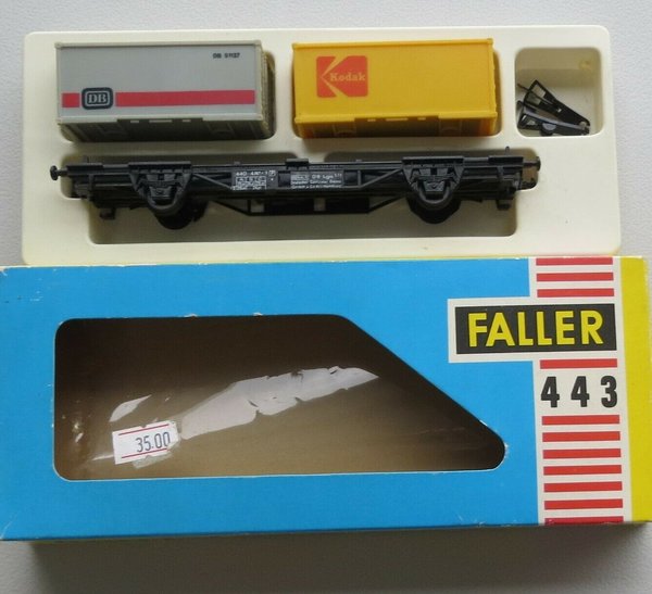 Faller AMS 443 -- Waggon mit Container in OVP -- RAR - (BNL537)