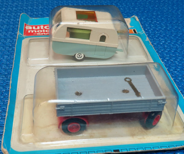 Faller AMS 5419 -- Wohnwagen und LKW Anhänger, 60er Jahre Spielzeug (DEZ1404)