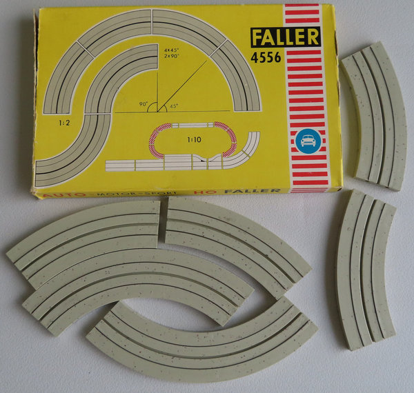 Faller AMS 4556 -- einspurige Kurven in OVP, 60er Jahre Spielzeug (DEZ779)