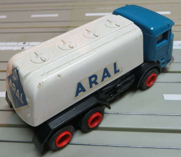 Faller AMS ~ ARAL Tanklastwagen mit Zinkgetriebe, 60er Jahre Spielzeug (EBS346)