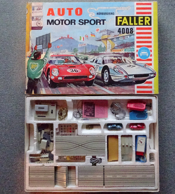 Faller 4008 ~~  Nürburgring Packung mit Porsche GT und Ferrari GT, 60er Jahre Rarität (DEZ878)
