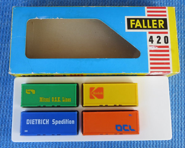 Faller AMS 420 -- 4 Container in OVP, 60er Jahre Spielzeug (NUS8)