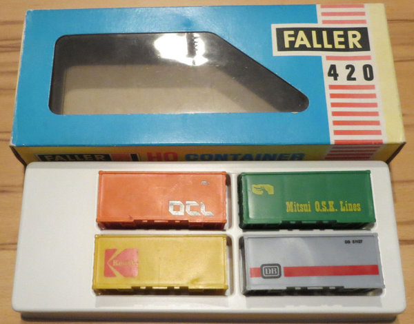 Faller AMS 420 -- 4 Container in OVP, 60er Jahre Spielzeug (NUS23)