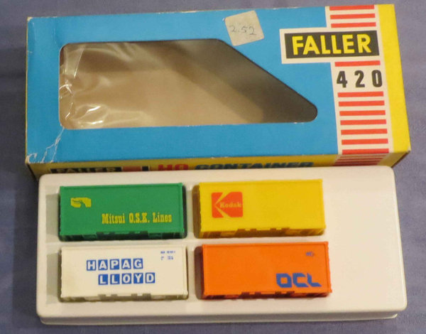 Faller AMS 420 -- 4 Container in OVP, 60er Jahre Spielzeug ☺ (NUS28)
