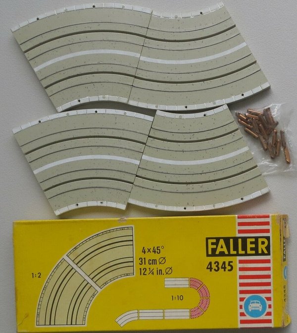 Faller AMS 4345 -- 4 x Kurve 45 Grad in OVP, 60er Jahre Spielzeug ☺ (EPS111)