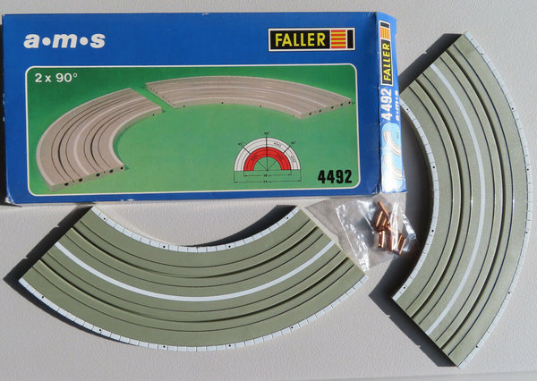 Faller AMS 4492 -- 2 x Kurve 90 Grad in OVP, 60er Jahre Spielzeug (RPS596)