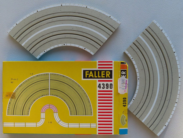 Faller AMS 4390 -- 2 x Kurve 90 Grad in OVP, 60er Jahre Spielzeug (DEZ1240)