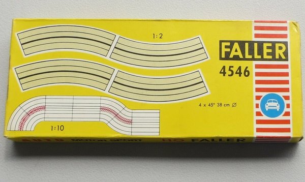 Faller AMS 4546 -- 4 x einspurige Kurven in OVP, 60er Jahre Spielzeug ☺ (BNL809)
