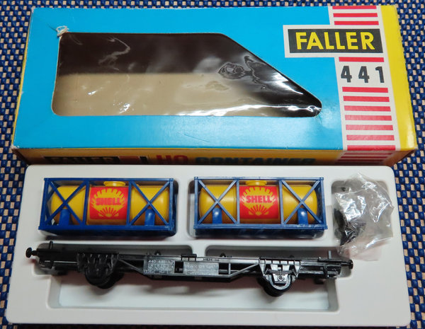 Faller AMS 441 -- Waggon mit Container in OVP, 60er Jahre Spielzeug #DEZ1510