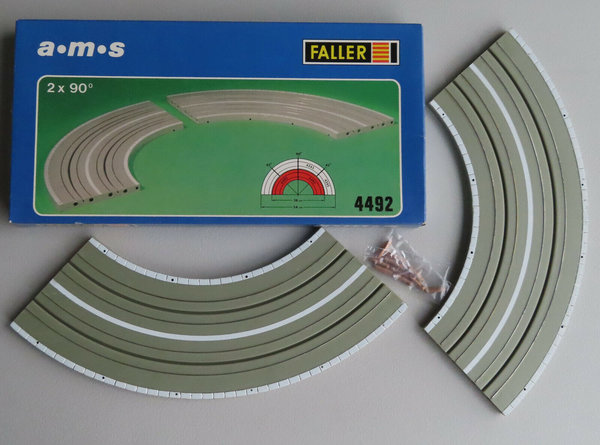 Faller AMS 4492 -- 2 x Kurve 90 Grad in OVP, 60er Jahre Spielzeug (RPS594)